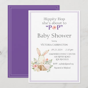 Invitation Lapin Lapin De Bois Violet Moderne