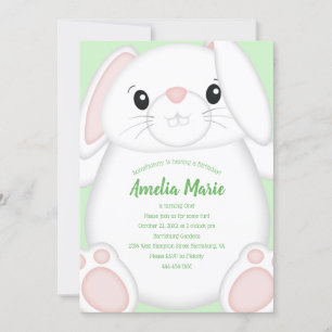 Invitation Lapin Lapin Fête d'Anniversaire Vert