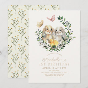 Invitation Lapin Lapin Lapin Beurre de poussin 1er anniversai