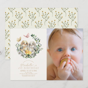 Invitation Lapin Lapin Lapin Papillon 1er Anniversaire Photo