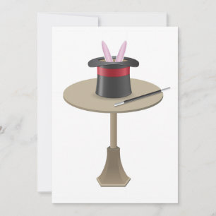 Invitation Lapin Magique dans un Chapeau avec une Baguette