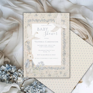 Invitation Lapin mignon & Oies Vintage Baby Shower