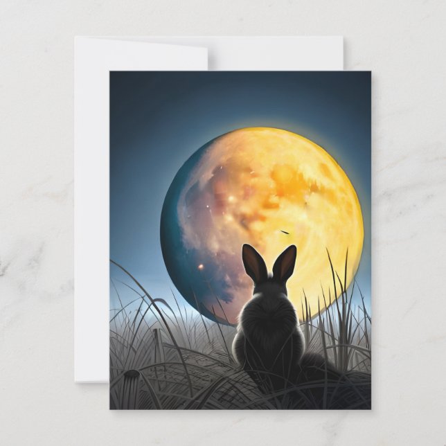Invitation Lapin sous la lune (Devant)