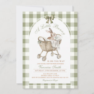 Invitation Lapin Vert Sage Fête de Naissance de Lapin
