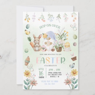 Invitation Lapins de Pâques pastel Gnomes Chasse aux œufs