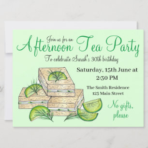 Invitation L'après-midi Tea Party Douche Concombre Sandwiches