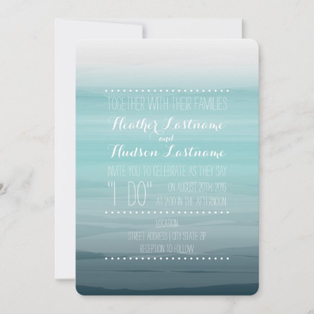 Invitation L'aquarelle a inspiré le mariage d'Ombre - Teal (Devant)