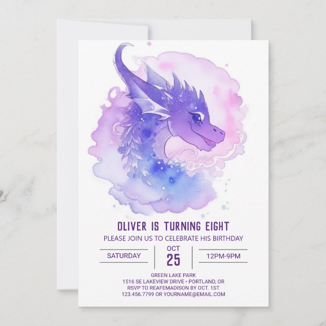 Invitation L'aquarelle de Dragon Cub (Devant)