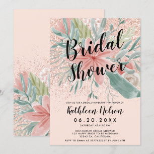 Invitation L'aquarelle florale de parties scintillantes
