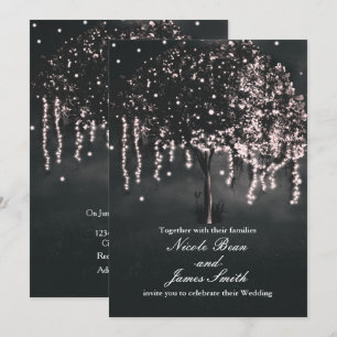 Invitation L'arbre moussu de nuit rustique allume des