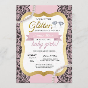 Invitation L'arc de parties scintillantes de rose de baby