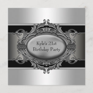 Invitation L'argent noir équipe la 21ème fête d'anniversaire