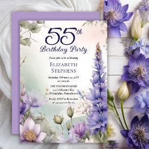 Invitation Larkspur   Fête d'anniversaire 55 ans thème Nymphé