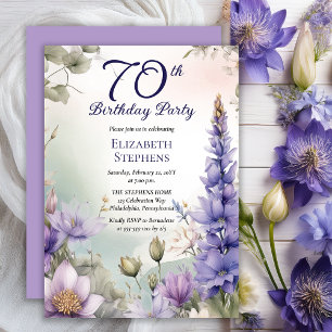 Invitation Larkspur Fête d'anniversaire de 70 ans de fleur