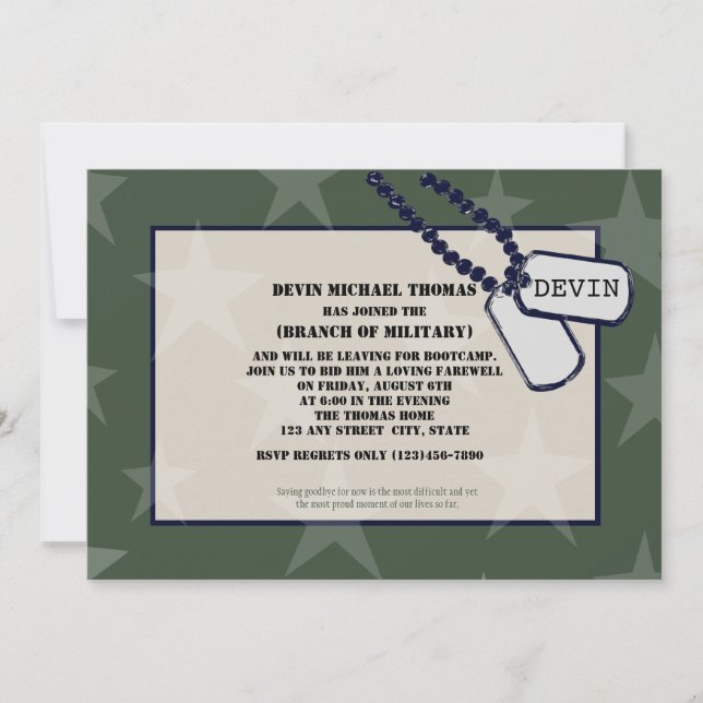 Invitation L'armée s'éloigne des étoiles vertes du Parti (Devant)