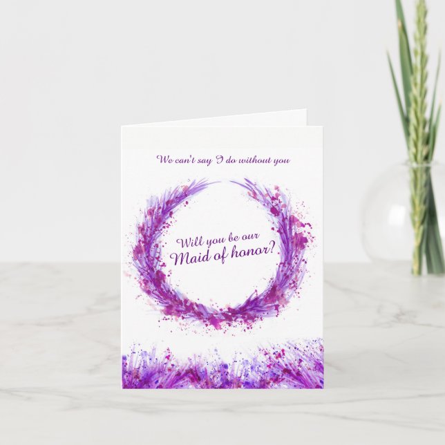 Invitation L'art violet mariage sera-t-il notre servante d'ho (Devant)