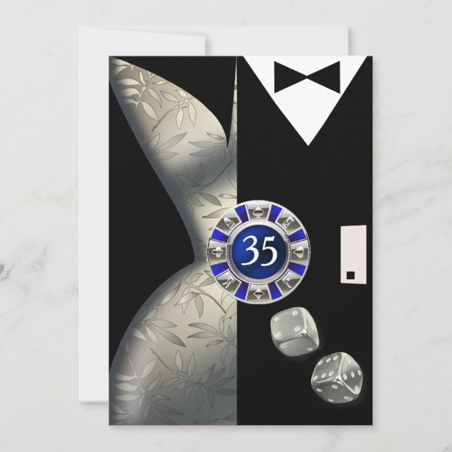 Invitation Las Vegas Art Déco 35e anniversaire noir d'argent  (Devant)