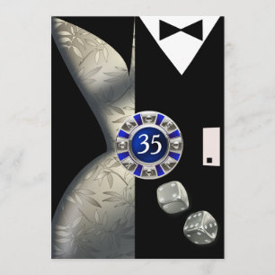Invitation Las Vegas Art Déco 35e anniversaire noir d'argent