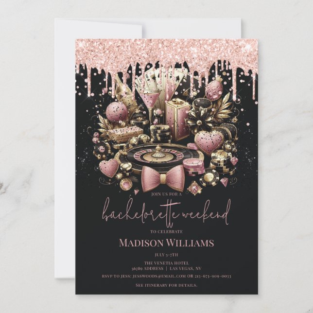 Invitation Las Vegas Bachelorette élégante (Devant)