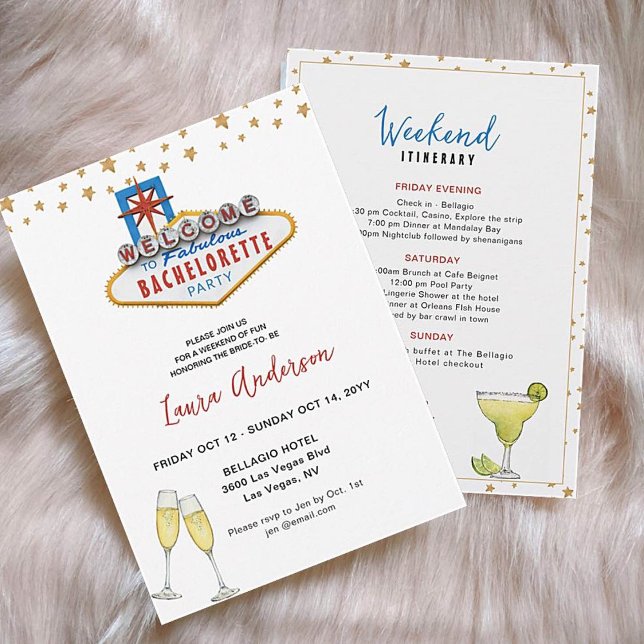 Invitation Las Vegas Bachelorette week-end avec Itinéraire (Créateur téléchargé)