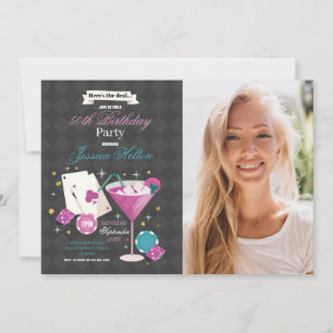 Invitation Las Vegas Birthday Casino Dice Chips Photo Party