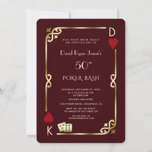 Invitation Las Vegas Casino Deep Burgundy Gatsby Homme Annive
