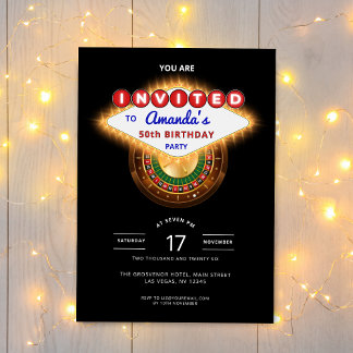 Invitation Las Vegas Casino Night Black Birthday Party