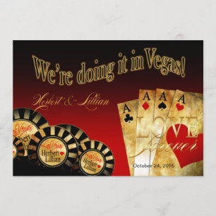 Invitation Las Vegas Deluxe Mariage or noir rouge