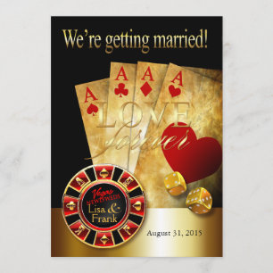 Invitation Las Vegas Deluxe Mariage   or rouge noir