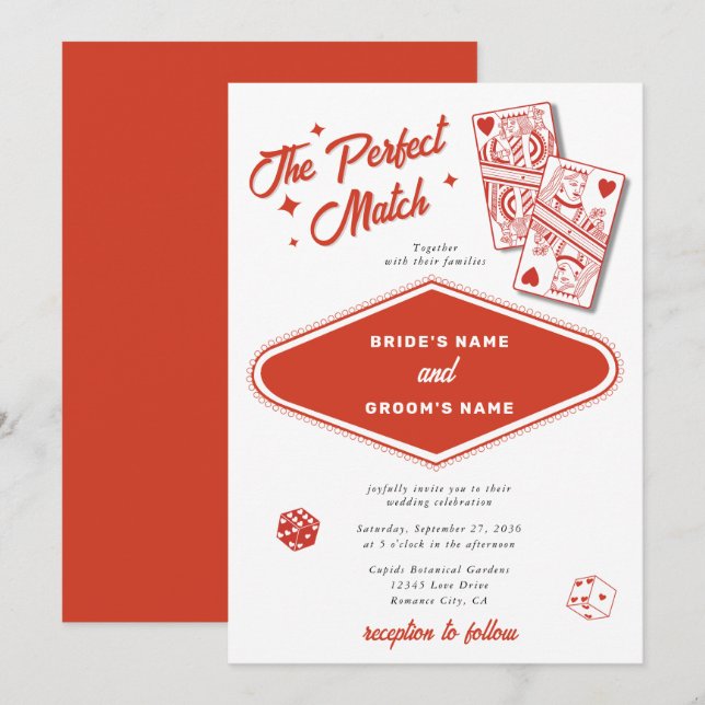 Invitation Las Vegas Destination Mariage parfait (Devant / Derrière)