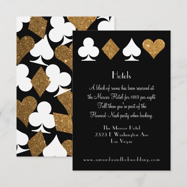 Invitation Las Vegas Destiny Gold Parties scintillant Hotel (Devant / Derrière)