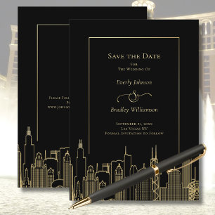 Invitation Las Vegas Élégant Or Noir Élégant Enregistrer la D