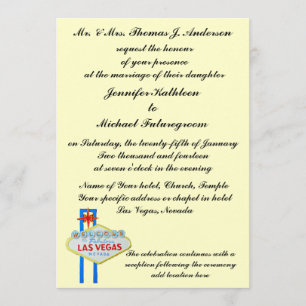 Invitation Las Vegas épousant des mots formels jaune pâle