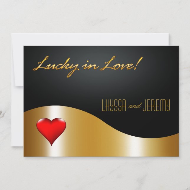 Invitation Las Vegas Lucky in Love Mariage or/noir (Devant)