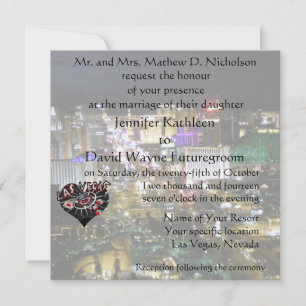 Invitation Las Vegas Mariage and Réception Casino Heart