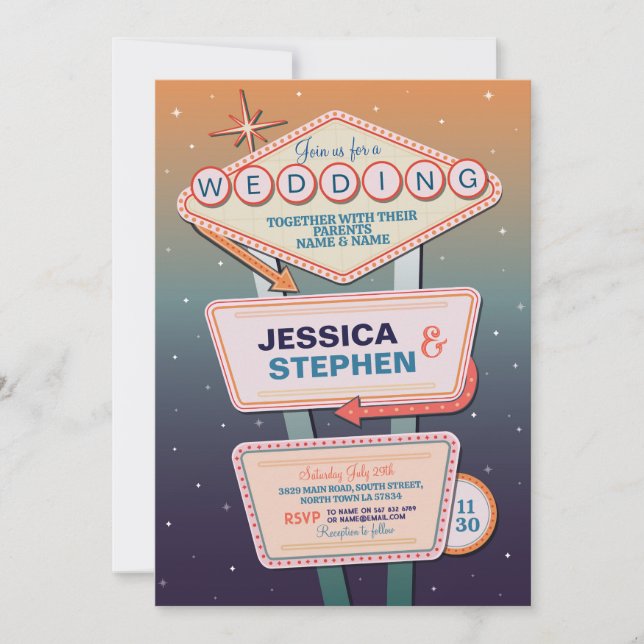 Invitation Las Vegas Mariage Casino Party (Devant)