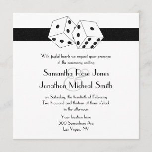 Invitation Las Vegas Mariage Dice thème blanc et noir