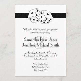 Invitation Las Vegas Mariage Dice thème blanc et noir