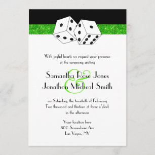 Invitation Las Vegas Mariage Dice Thème Green Faux Parties sc
