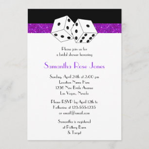 Invitation Las Vegas Mariage Fête des mariées Purple Dice Thè