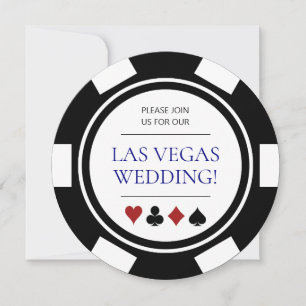 Invitation Las Vegas Mariage Poker Chip bleu blanc