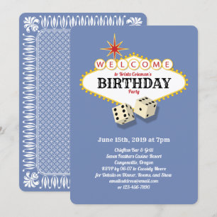 Invitation Las Vegas Marquee Anniversaire Fête Hydrangea