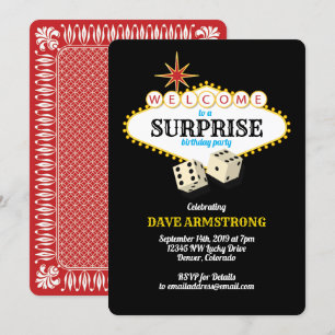 Invitation Las Vegas Marquee Surprise Anniversaire