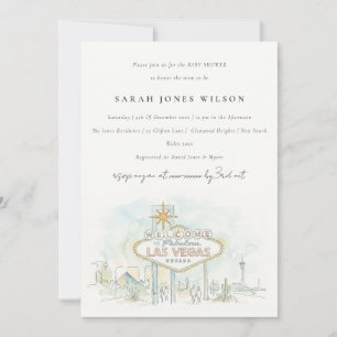 Invitation Las Vegas Nevada Aquarelle Paysage Baby Shower