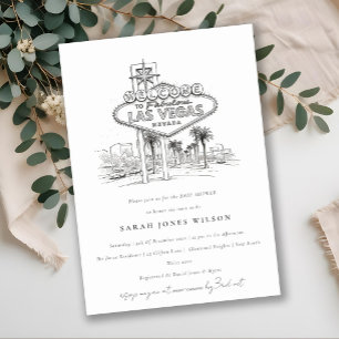 Invitation Las Vegas Nevada Croquis Paysage Baby Shower