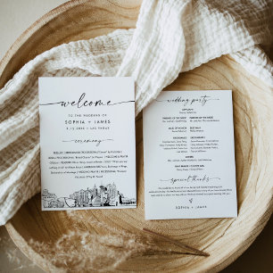 Invitation Las Vegas Skyline Wedding Program 5x7 Card