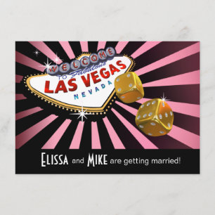 Invitation Las Vegas Starburst Mariage rose or noir