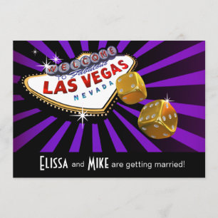 Invitation Las Vegas Starburst Mariage violet or noir