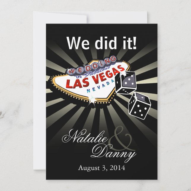 Invitation Las Vegas Starburst Wedding Réception argent noir (Devant)