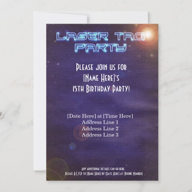 Invitation laser bleu et violet (Devant)